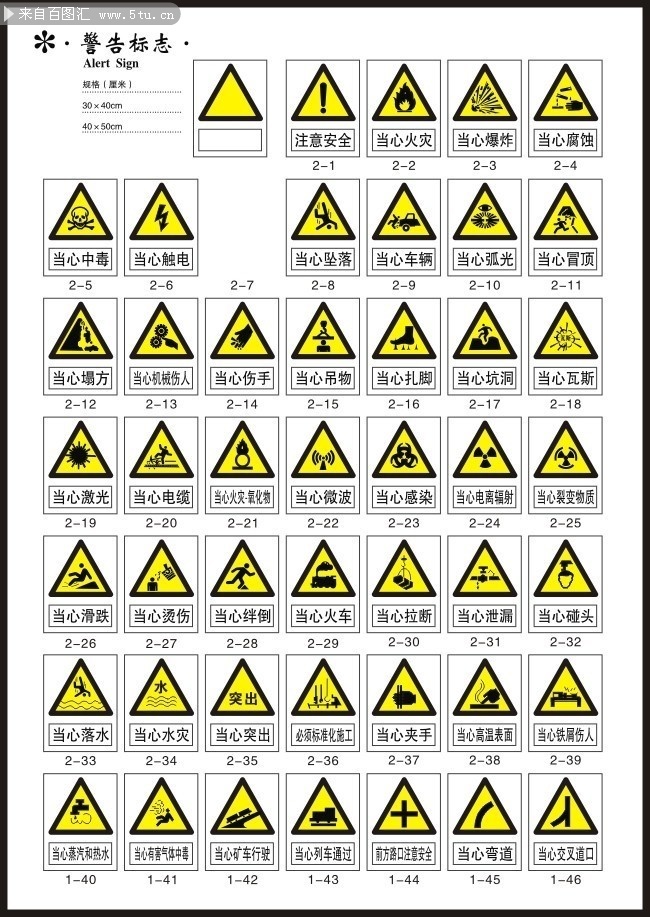 警告性标志大全矢量图片素材-矢量素材-百图汇设计素材