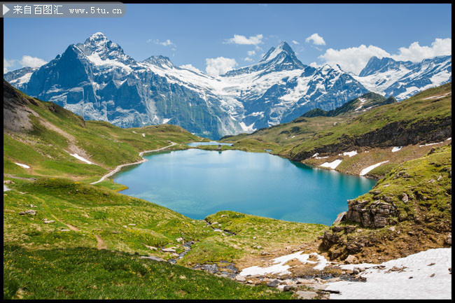 唯美雪山湖泊高清风景图片素材