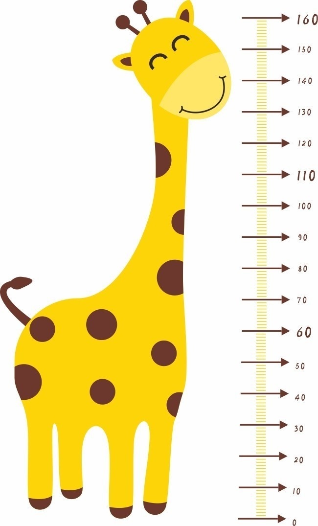长颈鹿身高尺子矢量图片