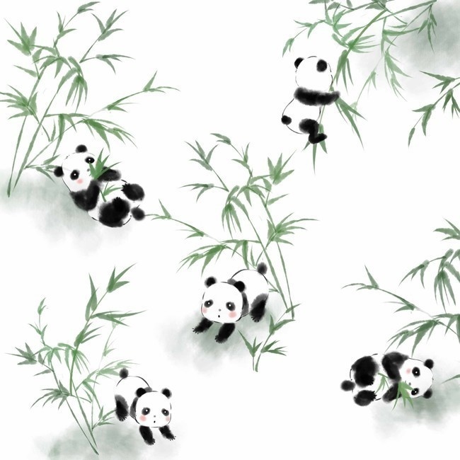 手绘熊猫背景素材