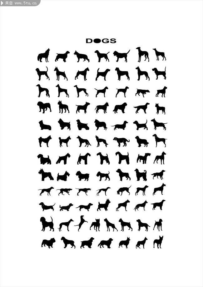狗狗剪影-矢量素材-百图汇设计素材