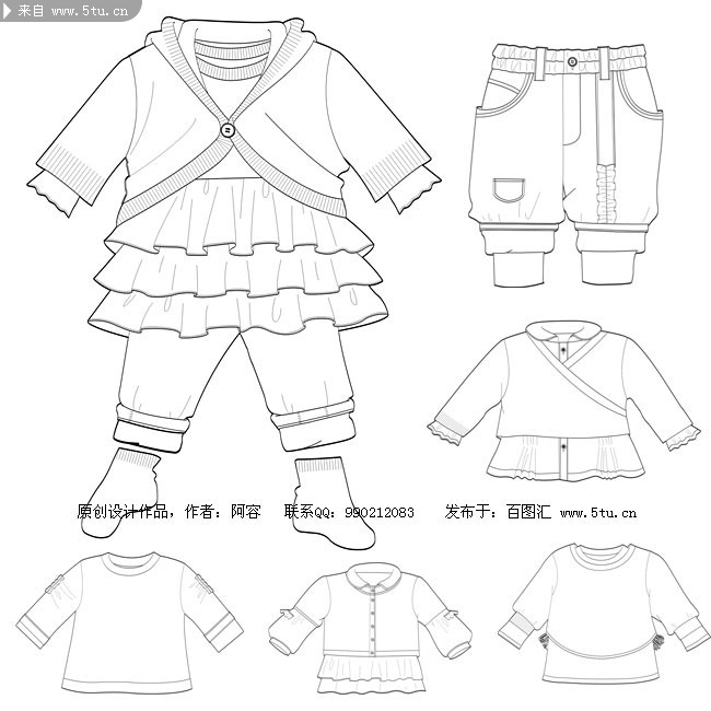 儿童服装设计模板经典手绘服装图手稿多种下载直接使用