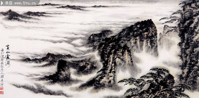 黄山云海国画高清图片素材