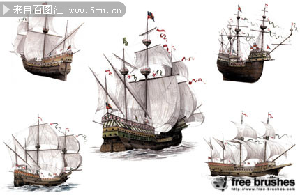 5图古代欧洲军舰ps笔刷