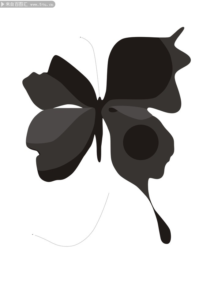 黑白残缺蝴蝶-矢量素材-百图汇设计素材