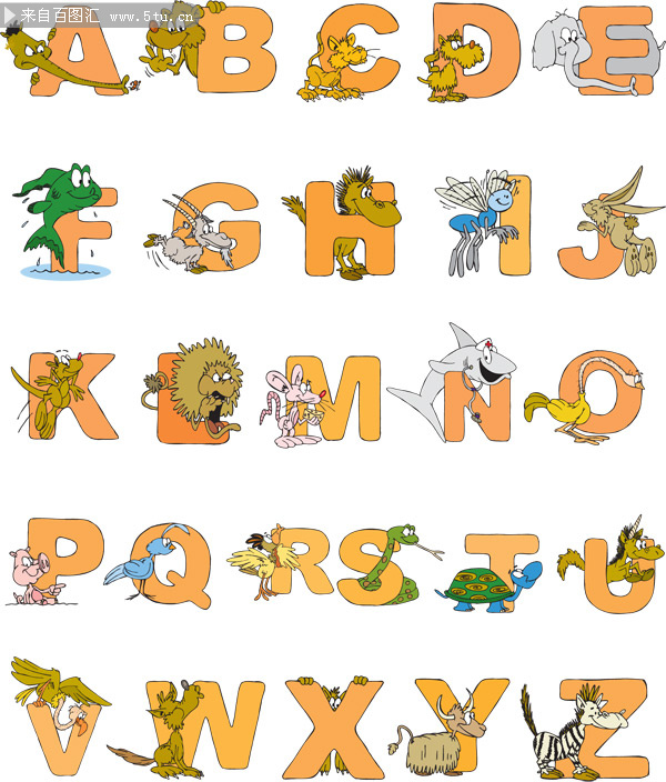 卡通字母 儿童房字母表