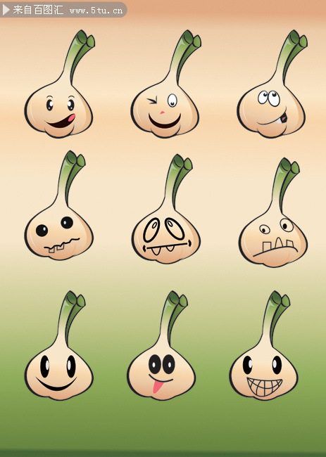图片素材描述: 大蒜 矢量大蒜 蔬菜 表情 卡通 漫画 可爱 手绘