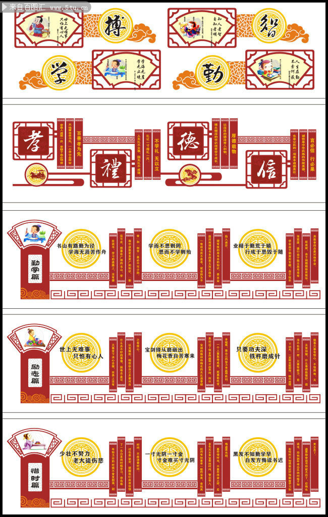 傳統文化勤學美德文化牆圖片